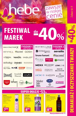 Promocje Perfumy i kosmetyki w Toruń | Festiwal Marek do -40% de Hebe | 28.07.2022 - 10.08.2022