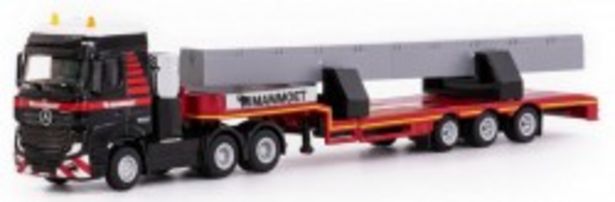 Mammoet Toys ciągnik siodłowy MB Actros Bigspace 6X4 z niskopodwoziową 3-osiową naczepą + betonowa bełka za 88,9 zł