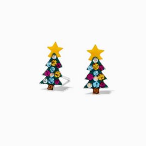 Sterling Silver Crystal Christmas Tree Stud Earrings za 36,45 zł w Claire's