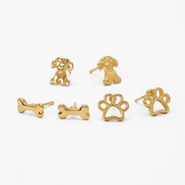 18kt Gold Plated Dog Park Stud Earrings - 3 Pack za 10 zł w Claire's