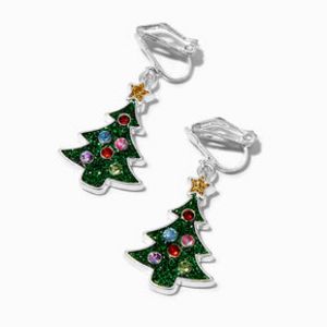 Glitter Christmas Tree 1" Clip On Drop Earrings za 17,16 zł w Claire's