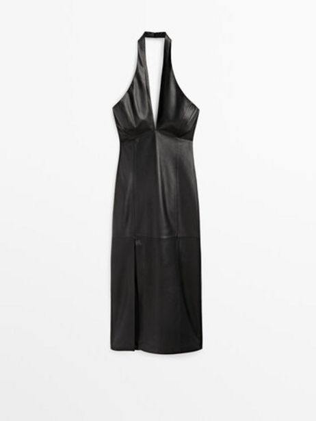 Czarna Skórzana Sukienka Z Dekoltem Halter − Studio za 1390 zł w Massimo Dutti