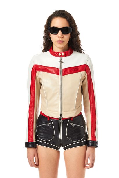 Biker jacket in drum-dyed leather za 633 zł w Diesel