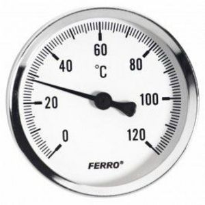 Termometr bimetaliczny Ferro 0-120 63 mm 1/2" Axial za 35,48 zł w Castorama