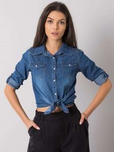Koszula jeansowa damska z długim rękawem, denim, Rue Paris za 63,99 zł w Smyk