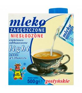 SM Gostyń Mleko gostyńskie zagęszczone niesłodzone light 4% 500 g za 5,49 zł w Chata Polska