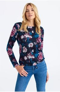 Prosty sweter w różowo-błękitne kwiaty za 59,99 zł w Greenpoint